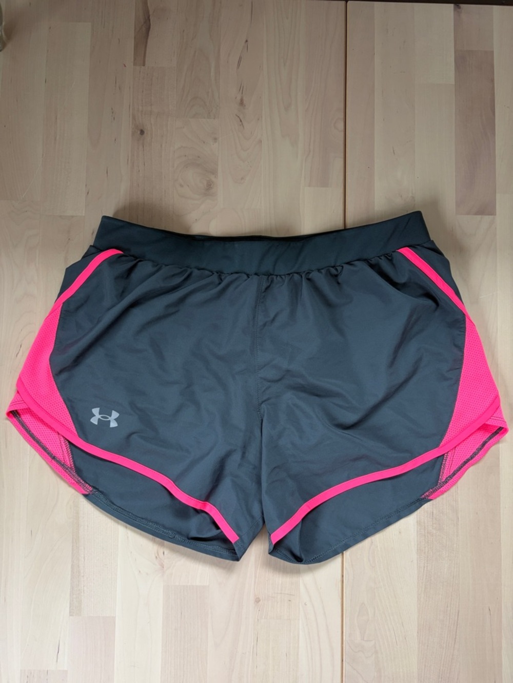 Under Armour Women's Charcoal Grey and Hot Pink Performance Shorts